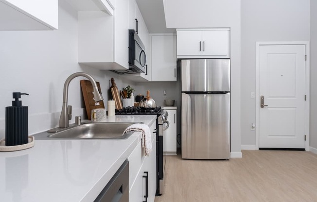 Kitchen with stainless steel appliances