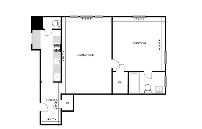 1 bed, 1.5 baths, $5,000, Unit 5H