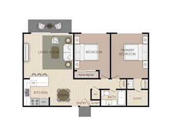 2 beds, 1 bath, 964 sqft, $2,425