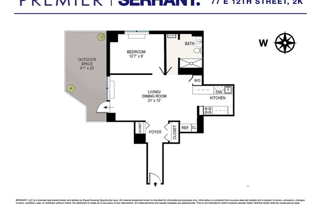 1 bed, 1 bath, $5,800, Unit 2K
