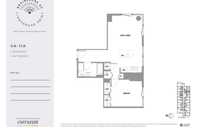 1 bed, 1 bath, $2,996, Unit 5AA