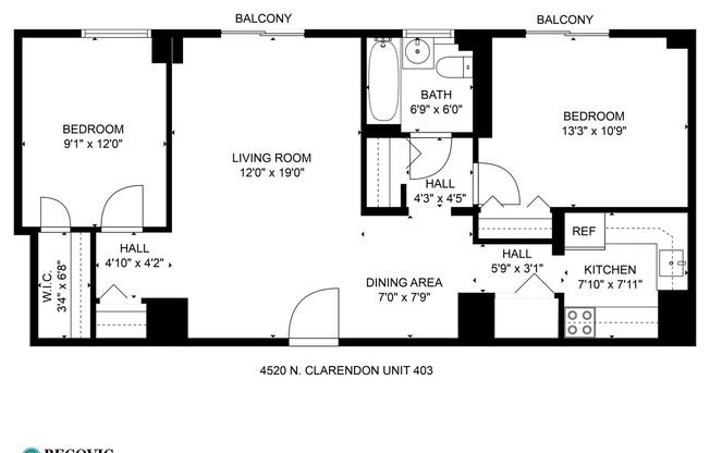 2 beds, 1 bath, 793 sqft, $2,550, Unit 403