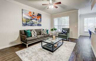 Living room with hard surface flooring, Plaza Museum District