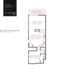 1 bed, 1 bath, 700 sqft, $1,445