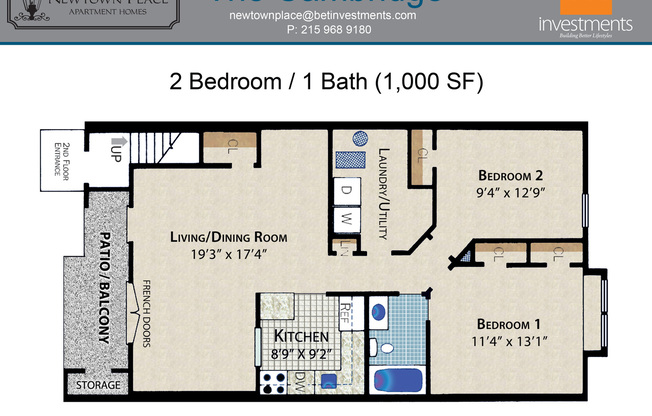 2 beds, 1 bath, 1,000 sqft, $2,460