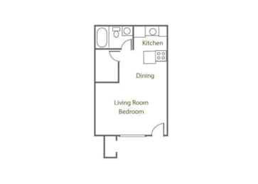 Studio, 1 bath, 461 sqft, $953