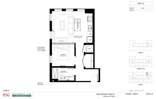 Studio, 1 bath, 539 sqft, $1,775, Unit 312