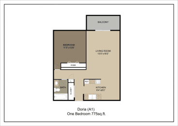 1 bed, 1 bath, 775 sqft, $1,065