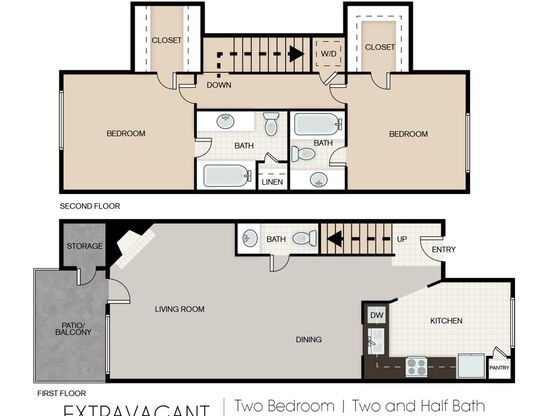 2 beds, 2.5 baths, 1,089 sqft, $1,560
