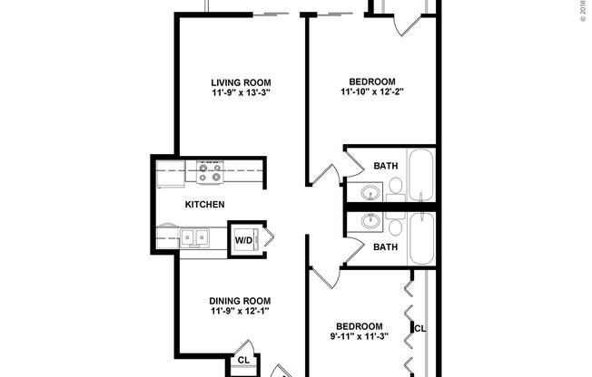 2 beds, 2 baths, 910 sqft, $1,544