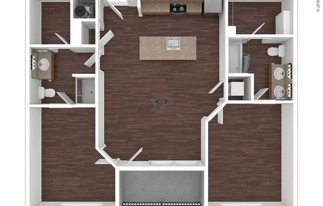 2 beds, 2 baths, 952 sqft, $1,525