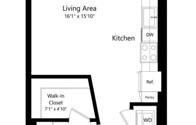 Studio, 1 bath, 510 sqft, $1,298