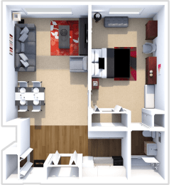 one bedroom floor plan at shores of roosevelt park apartments