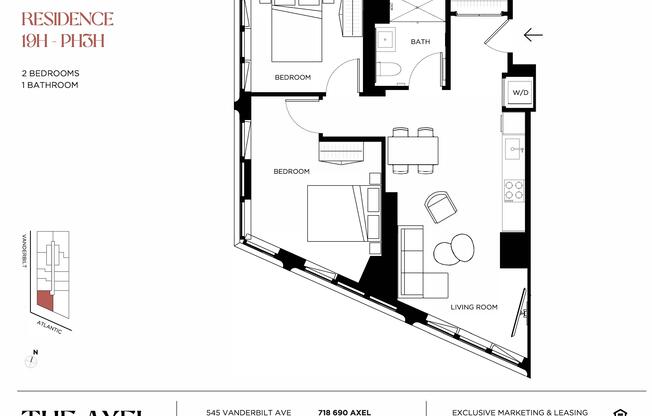 2 beds, 1 bath, $5,495, Unit PH1H