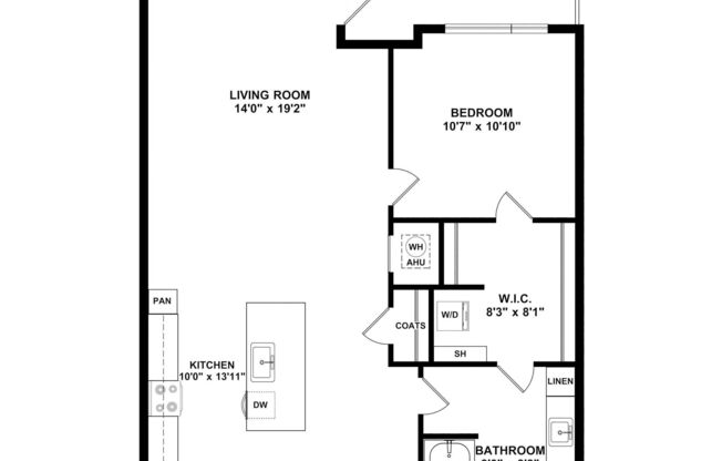 1 bed, 1 bath, 755 sqft, $1,584