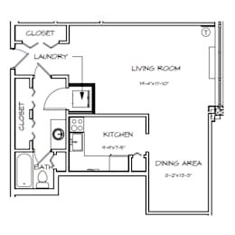 Studio, 1 bath, 555 sqft, $1,572