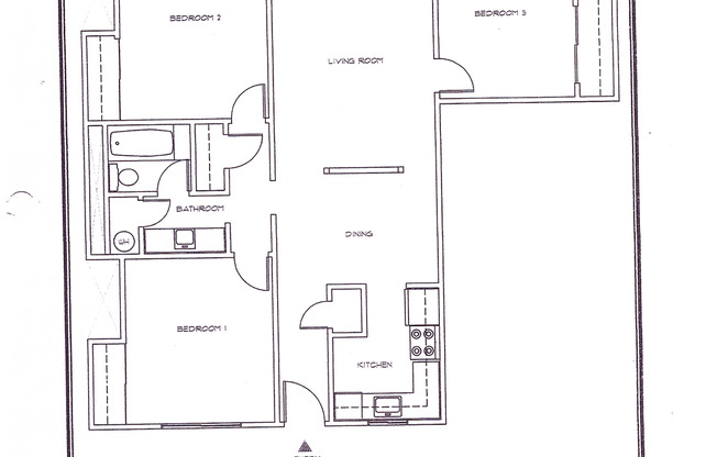 3 beds, 1 bath, 1,100 sqft, $1,800, Unit 61