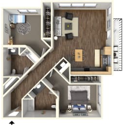 2 beds, 2 baths, 1,303 sqft, $3,149