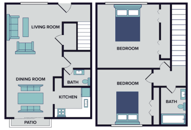 2 beds, 1.5 baths, 936 sqft, $979