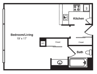 Studio, 1 bath, 555 sqft, $1,885