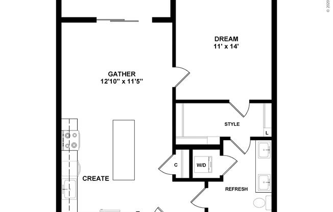 1 bed, 1 bath, 654 sqft, $1,736