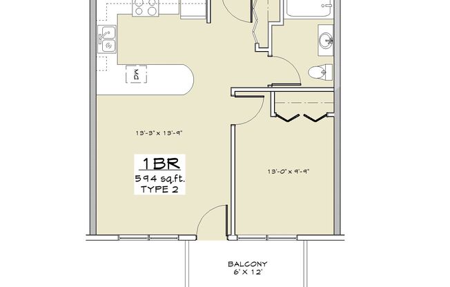 1 bed, 1 bath, 594 sqft, $1,275, Unit 224