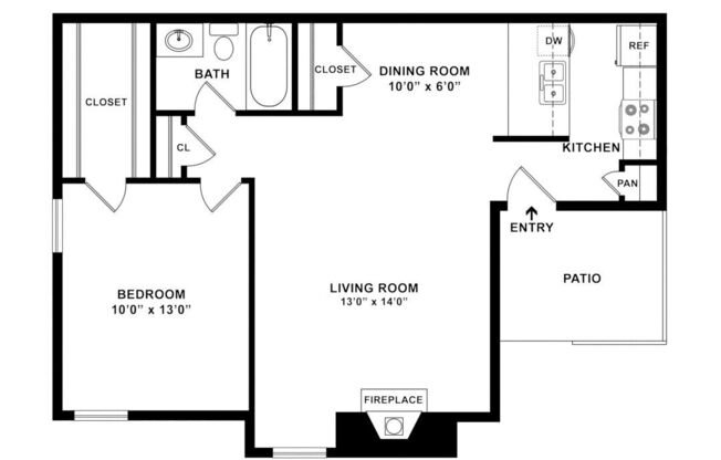 1 bed, 1 bath, 661 sqft, $1,130