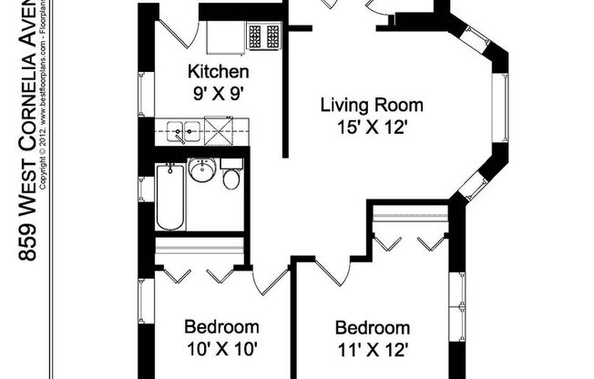 2 beds, 1 bath, 730 sqft, $2,595, Unit 859-3S