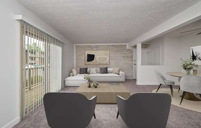 Modern Living Room at Millcroft Apartments and Townhomes, Ohio