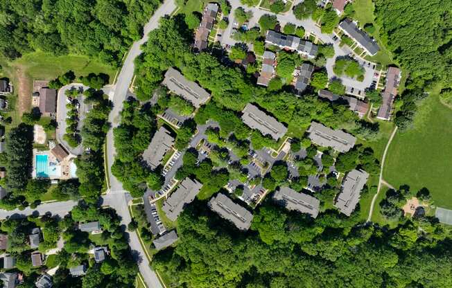 Aerial View Of Property at Poplar Glen Apartments, Columbia, Maryland.