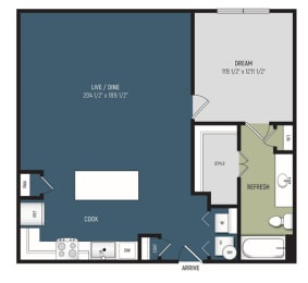 1 bed, 1 bath, 936 sqft, $1,645