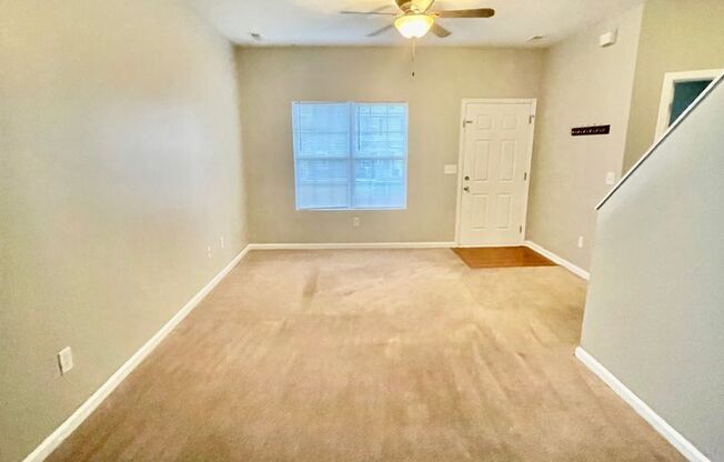 This two-story, 4-bedroom, 2-bath duplex in Fort Mill, SC sits on a corner lot