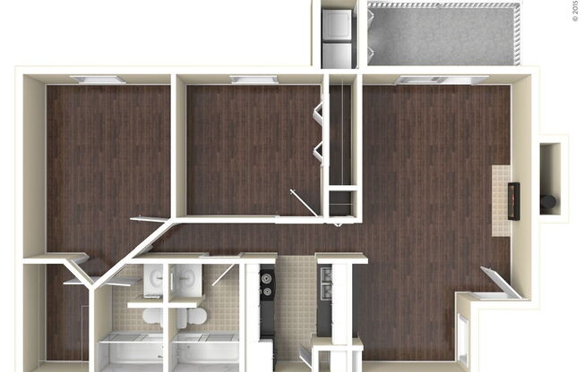 2 beds, 2 baths, 886 sqft, $1,255