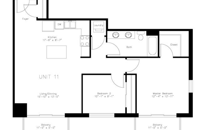 2 beds, 1 bath, 990 sqft, $1,950, Unit 311