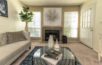 Rocklin Gold model living room fireplace