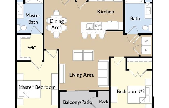 2 beds, 2 baths, 1,137 sqft, $2,925, Unit 2208