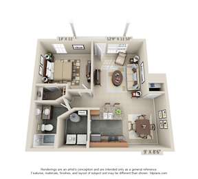 1 bed, 1 bath, 746 sqft, $1,330