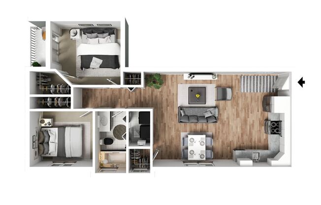 2 beds, 1 bath, 794 sqft, $1,765, Unit B201