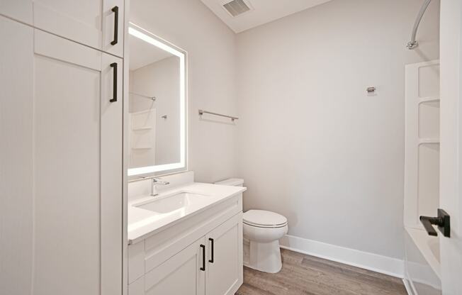a bathroom with a sink and a toilet and a mirror