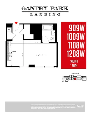 Studio, 1 bath, $3,295, Unit 909W