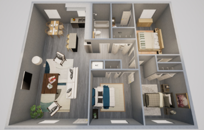 3 beds, 2 baths, 1,260 sqft, $2,349, Unit 304