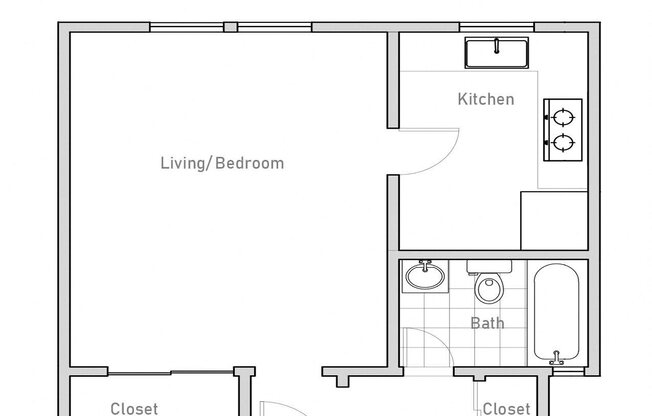 Studio, 1 bath, 434 sqft, $1,695