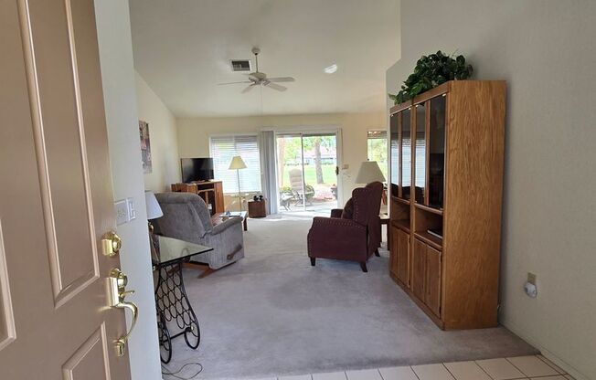 Fully Furnished single story 2 bed 2 bath 2 car incredible view of golf course!!! 55+ community