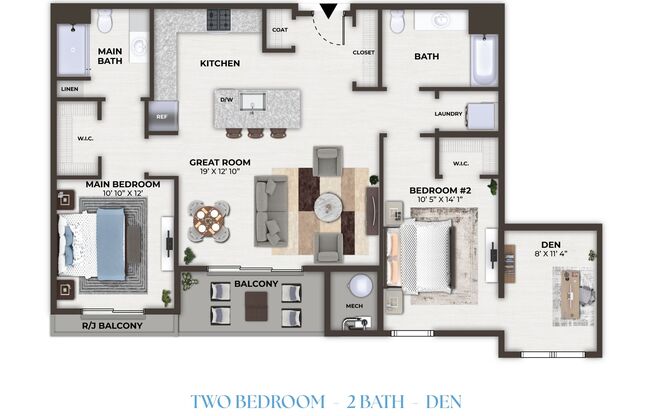 2 beds, 2 baths, 1,197 sqft, $3,351, Unit 1401