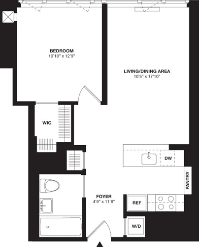 1 bed, 1 bath, 664 sqft, $6,189