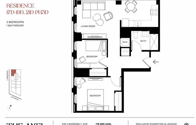 2 beds, 1 bath, $5,495, Unit 24D