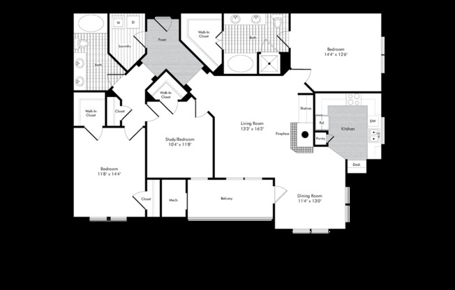 3 beds, 2 baths, 1,410 sqft, $2,403, Unit 301
