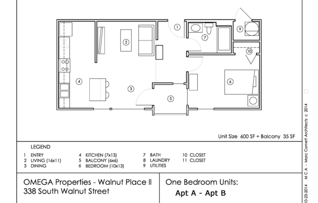 1 bed, 1 bath, 635 sqft, $1,300, Unit Unit B