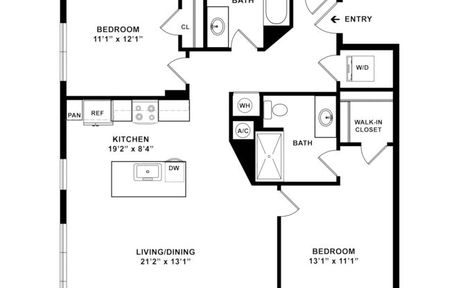 2 beds, 2 baths, 1,057 sqft, $5,568