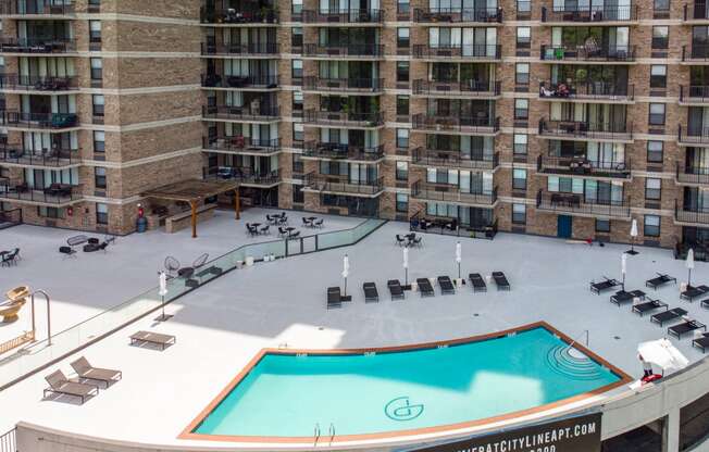 Aerial view of pool at Premier @ City Line Apartments